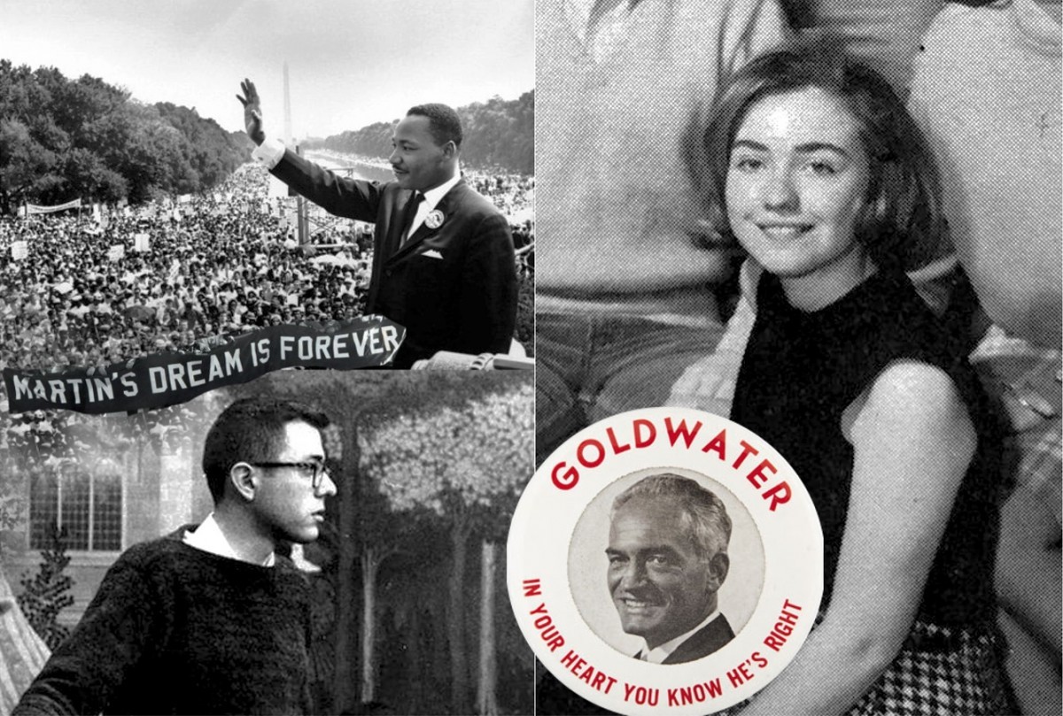 希拉莉邀請黑人民運領袖站台，質疑桑德斯（左）的民運紀錄，卻被爆曾支持承諾種族隔離政策的共和黨候選人 Barry Goldwater。