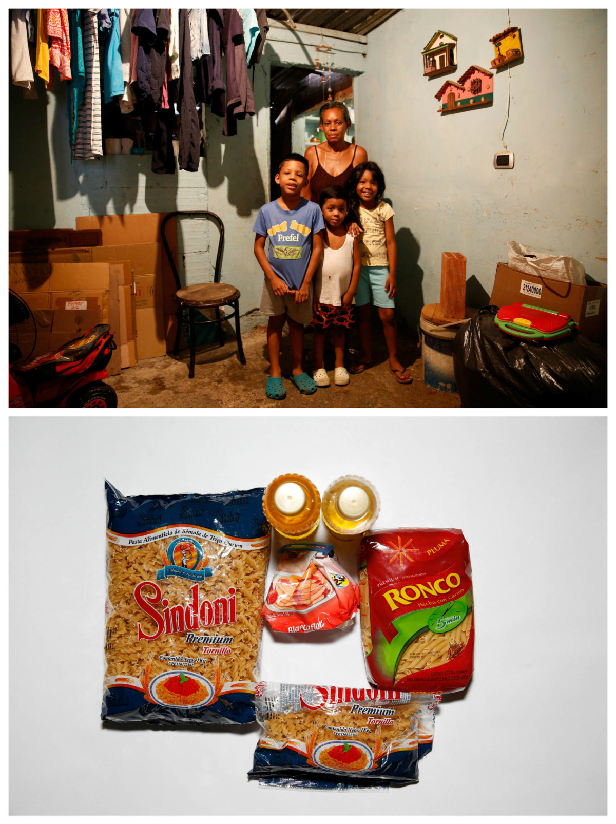 Rosa Elaisa Landaez 與親戚：「我們吃得很差，好似如果我們買到栗米粉，就全日食栗米麵包。」