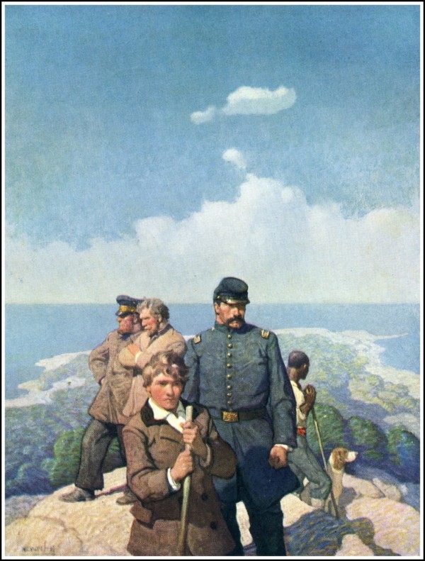 神秘島封面，作者 N. C. Wyeth