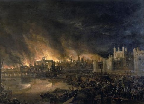 倫敦大火的局部畫作　圖片來源：wikicommons