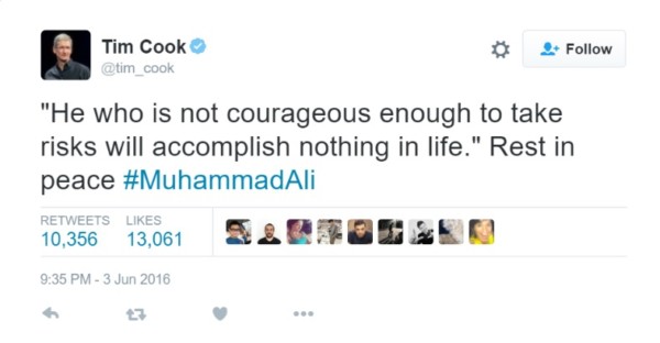 蘋果 CEO 庫克在 Twitter 追隨者眾，但相比他的生活和工作，他對已故名人的悼念帖反而更能呃 like。