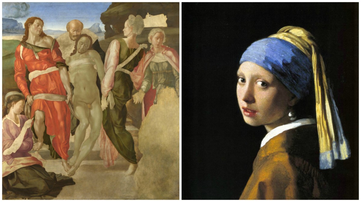 左：米高安哲羅「埋葬」；右：維美爾「戴珍珠耳環的少女」