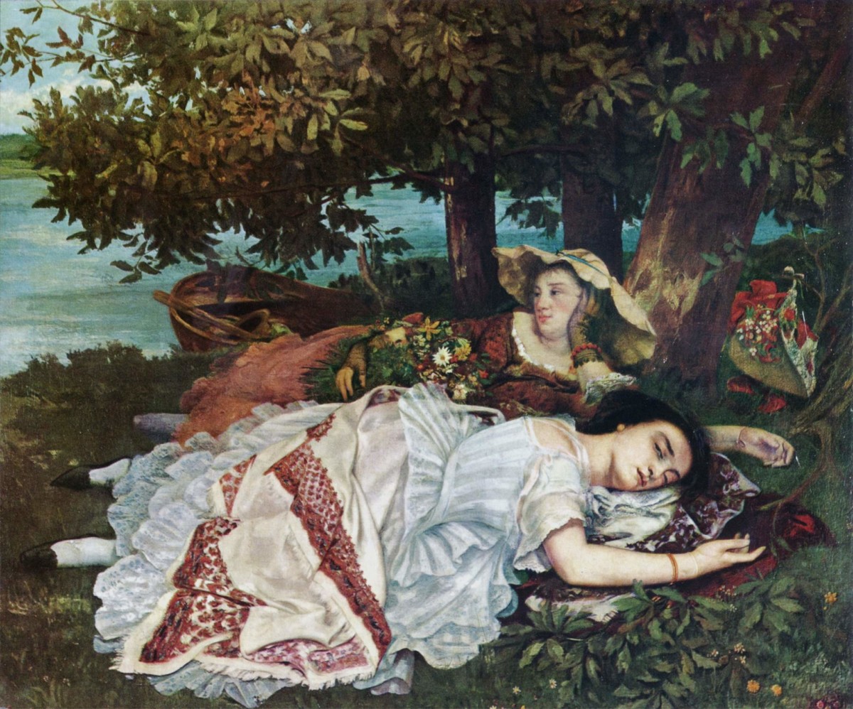 罪過罪過。Gustave Courbet：Young Ladies On The Banks Of The Seine
