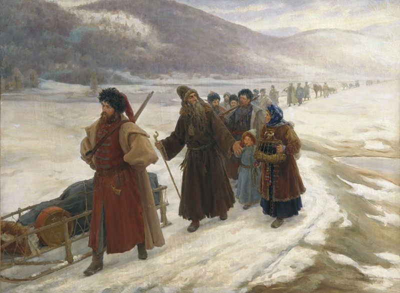 畫家 Sergei Dmitrievich Miloradovich 作品：The Road to Siberia （到西伯利亞的路上）。 圖片來源：wikicommons