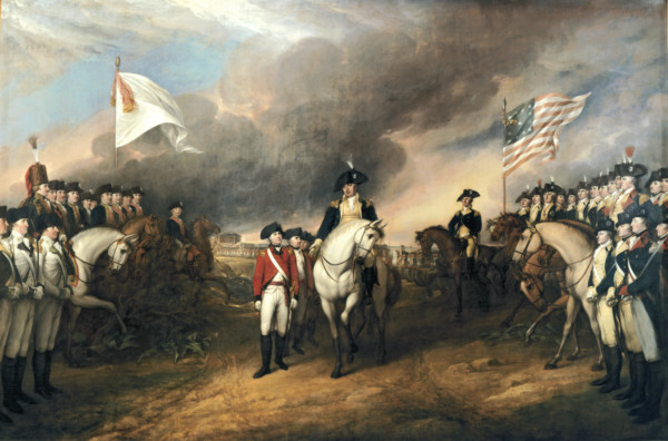 「Surrender of Lord Cornwallis」一畫描繪美國獨立戰爭中，英軍戰敗。