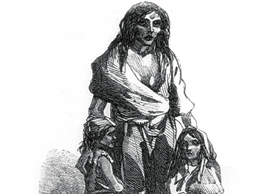 愛爾蘭大飢荒受害者的描繪。圖片來源：wikipedia