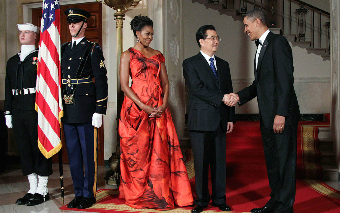 2011 年胡錦濤與奧巴馬夫婦。圖片來源：路透社
