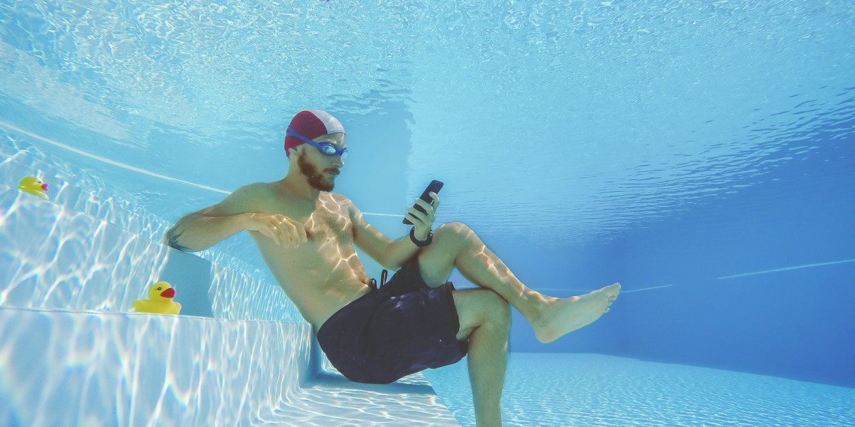 Addicted to social networking: with mobile phone underwater