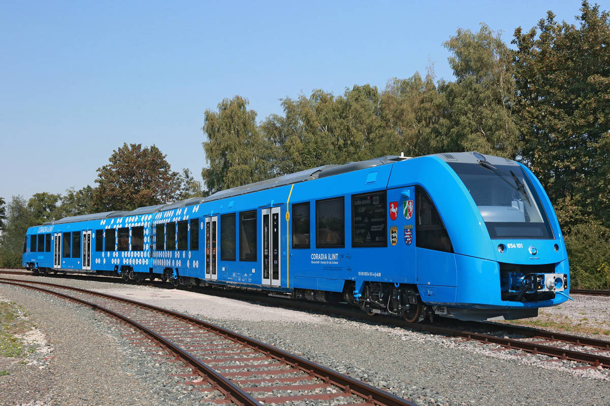 全球首個以氫氣驅動，號稱「零排放」的載客列車， 將於 2018 年於德國投入服務。　圖片來源：Alstom 