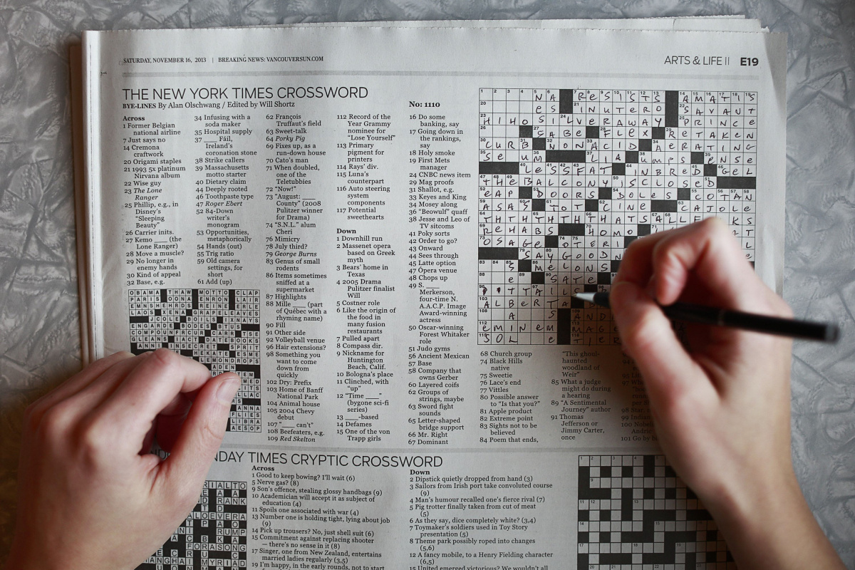 「紐約時報」的填字遊戲，你玩過了沒有？圖片來源：Toronto Star