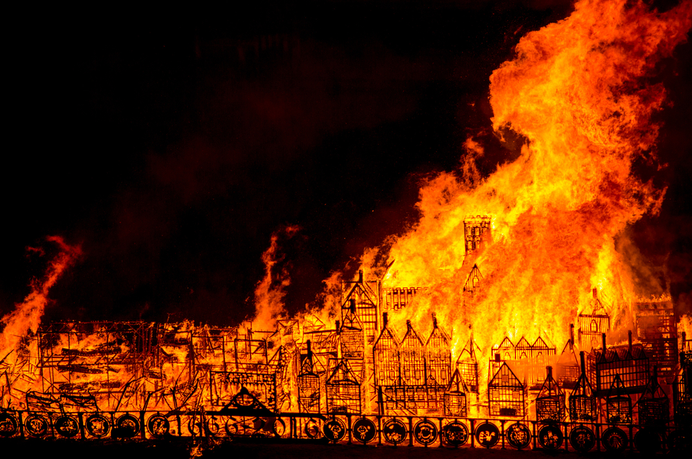 1666 年倫敦大火模擬現場。