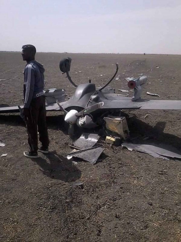 This January 25, 2015 photo appears to show a Chinese made CH-3 drone, owned by Nigeria, which has crash landed upside down. The two AR-1 ATGMs attached to its wing pylons suggest that Nigeria is turning to drone strikes as the bloody war against Boko Haram continues.