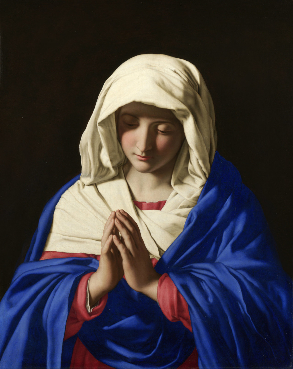 在文藝復興時期，群青矜貴，著色處往往限於基督與聖母像的衣物。