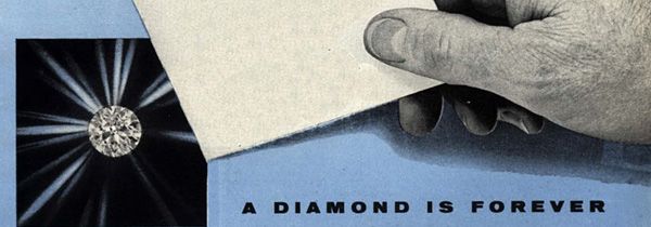 DeBeers 1948 年的鑽石廣告。圖片來源：Pinterst