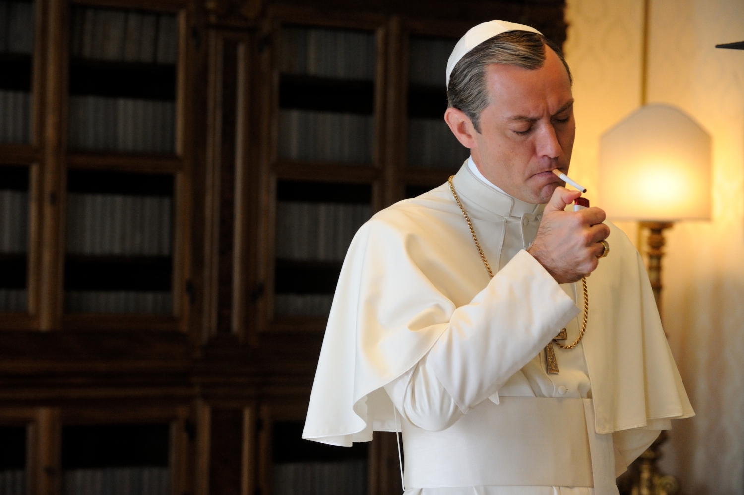 set of "The young Pope" by Paolo Sorrentino. 24/11/2015 sc.318 ep. 3 In the picture Jude Law. Photo by Gianni Fiorito